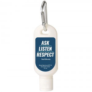 Ask Listen Respect Sunscreen Carabiner