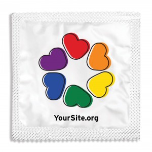 Gay Pride Heart Flower Condom