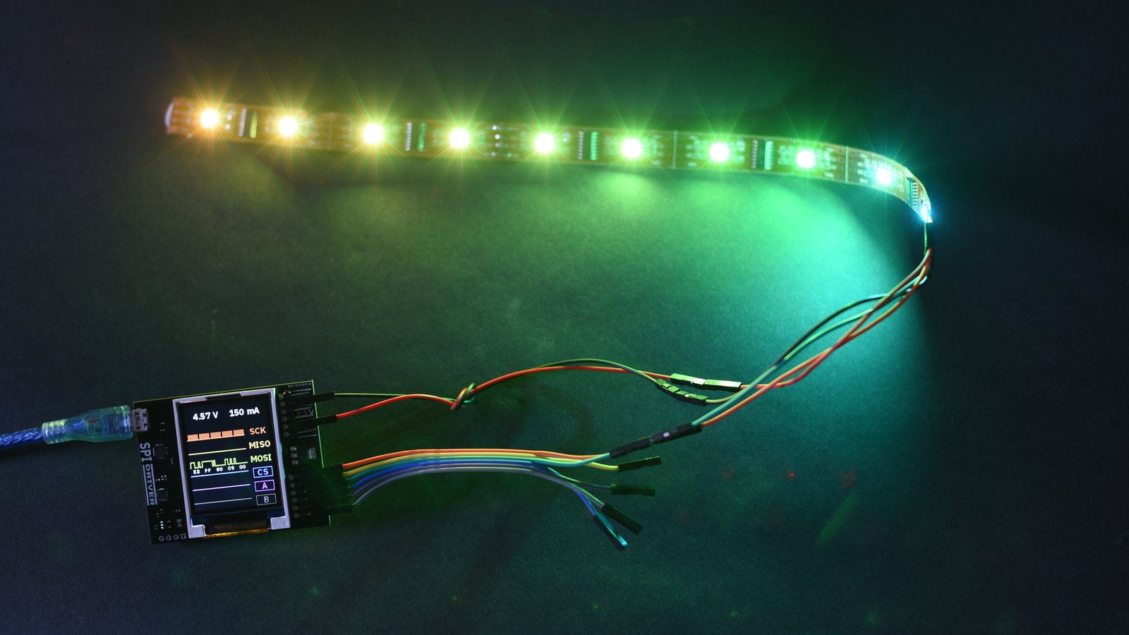 SPIDriver driving a LED strip.